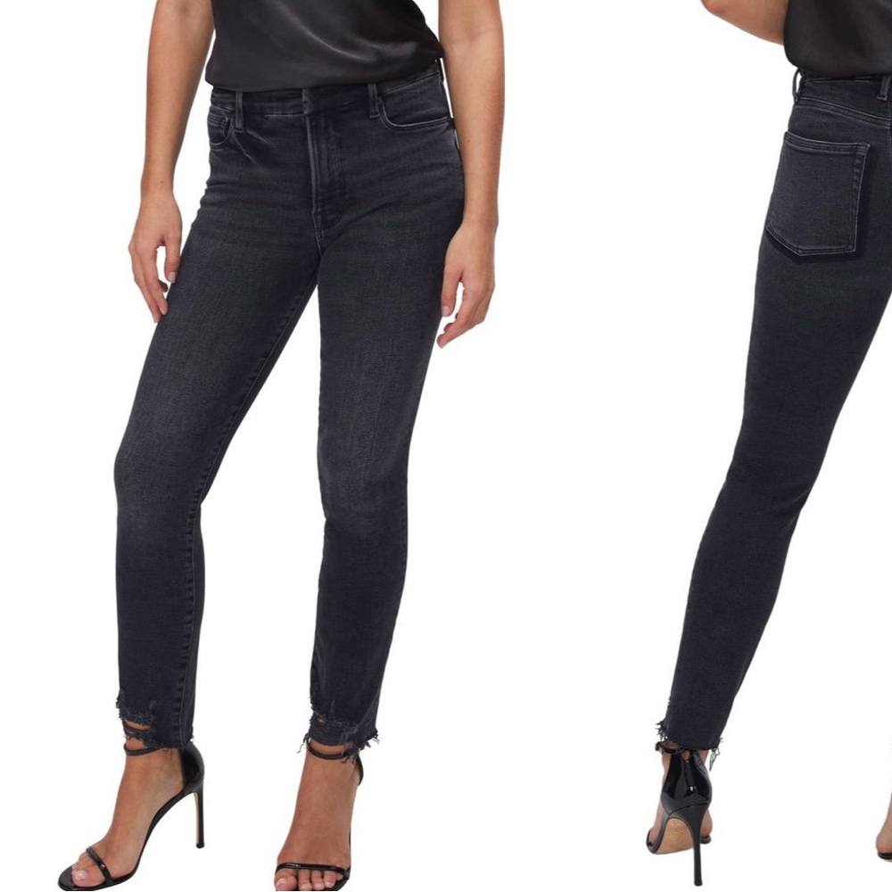 NWT Good American Good Classic Chewed High Waist Ankle Skinny Jeans Size 0